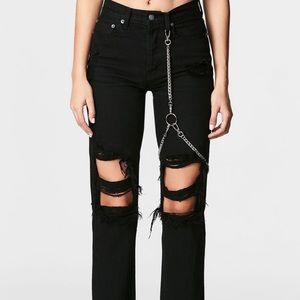 NWT LF Carmar denim harness chain black jeans